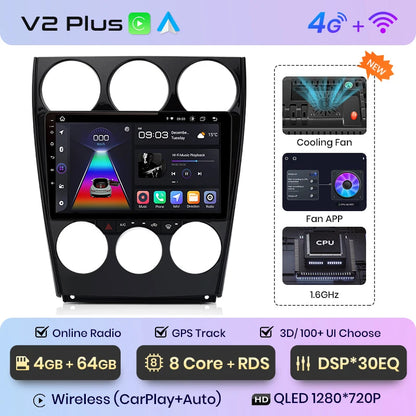Junsun V1pro AI Stimme Android Auto Radio für Mazda 6 2004-2015 Carplay 4G Auto Multimedia GPS 2din autoradio 