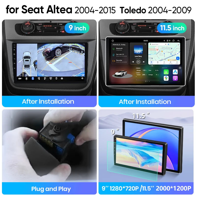 Junsun Wireless CarPlay Car Radio For Seat Altea 2004-2015 Toledo 3 Android Multimedia