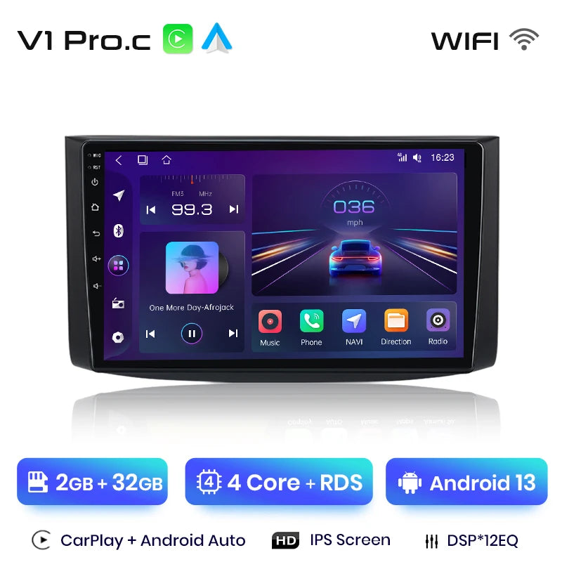 Radio Junsun V1 Plus para Chevrolet Aveo 2006-2012 con CarPlay inalámbrico, Android Auto, sistema inteligente, 2 DIN, DVD, 2 DIN. 