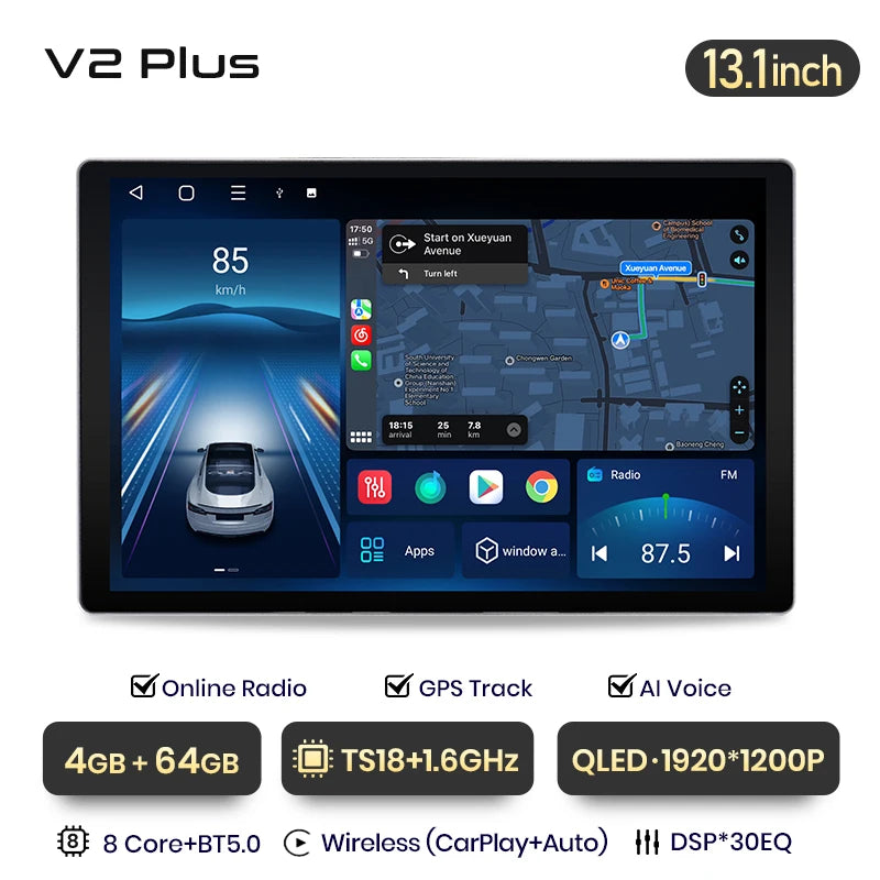 Junsun V3 Plus 2K Android 13 CarPlay inalámbrico Android Auto Sistemas inteligentes para Volvo S80 1998-2006 7870 Autoradio 