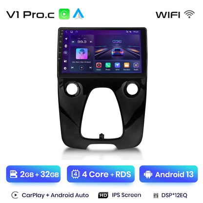 Radio Junsun V1 Plus para Peugeot 108, Citroën C1 y Toyota Aygo (2014-2021), inalámbrica, CarPlay, Android Auto, 2 DIN, DVD.