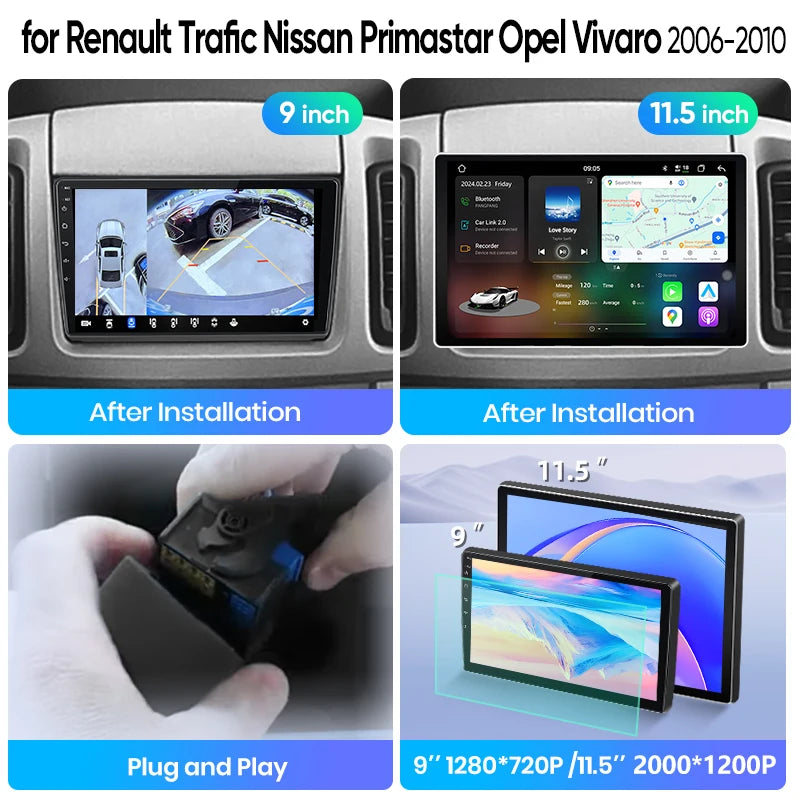 Junsun Wireless CarPlay Car Radio For Renault Trafic Nissan Primastar Opel Vivaro 2006-2010 Android Multimedia