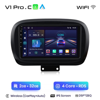 Radio Junsun V1 Plus para Fiat 500X 2014-2020 con CarPlay inalámbrico, Android Auto, sistema inteligente para coche, 2 DIN, DVD. 
