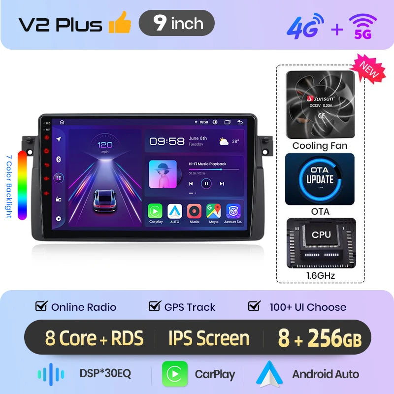 Junsun Wireless CarPlay Car Radio For BMW E46 M3 318 320 325 330 335 Android Multimedia