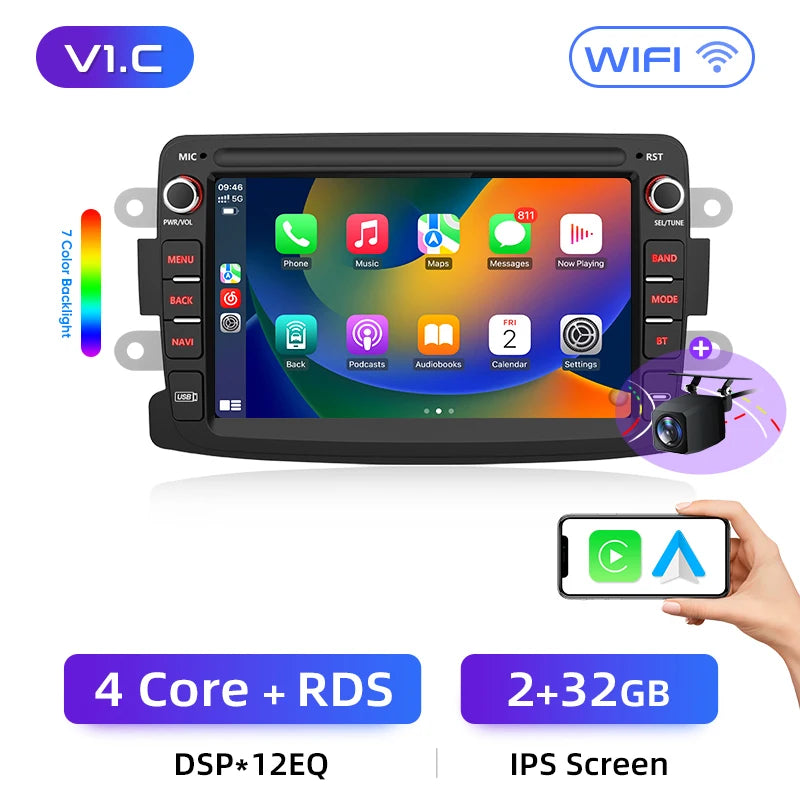Radio Junsun Android 13 de 7 pulgadas para Renault, Dacia Duster, Sandero, Captur, Xray, Logan 2, CarPlay, Android Auto, sistemas inteligentes para coche. 
