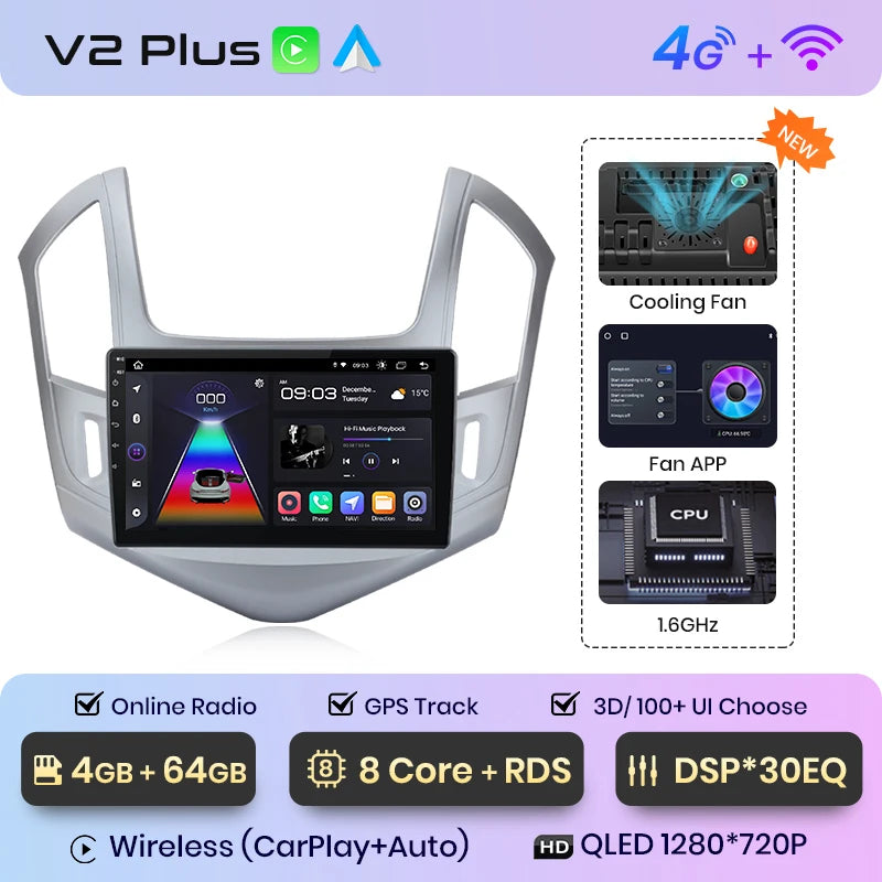 Junsun V1 AI Stimme Drahtlose CarPlay Android Auto Radio Für Chevrolet Cruze 2012-2015 4G Auto Multimedia GPS 2din autoradio 