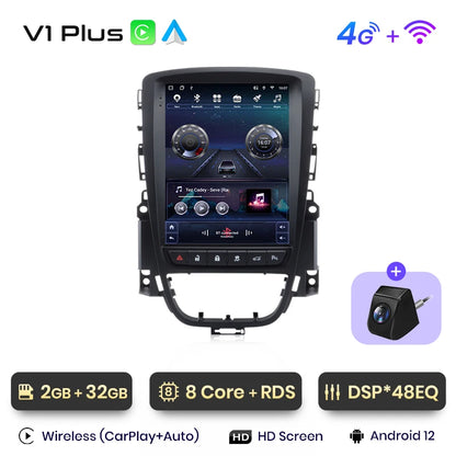 Radio multimedia Junsun Tesla Style Android Auto con Carplay inalámbrico para Opel Astra J, Vauxhall, Buick Verano 2009-2013, sin 2 DIN 