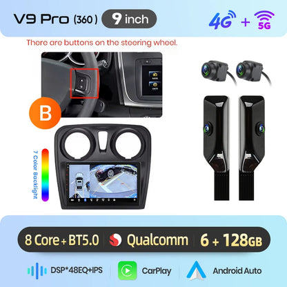 Junsun Wireless CarPlay Car Radio For Renault Logan 2 Sandero 2014 2015 2016-2019 Android Multimedia