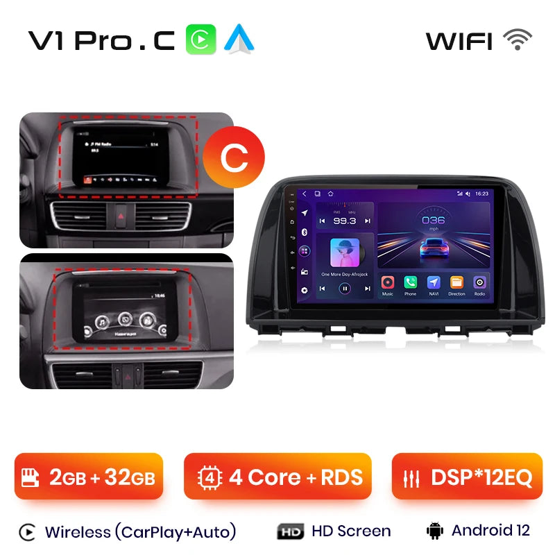 Junsun V1pro AI Voice 2 DIN Android Auto Radio para Mazda CX-5 2012-2015 Carplay 4G Car Multimedia GPS 2 DIN Autoradio 