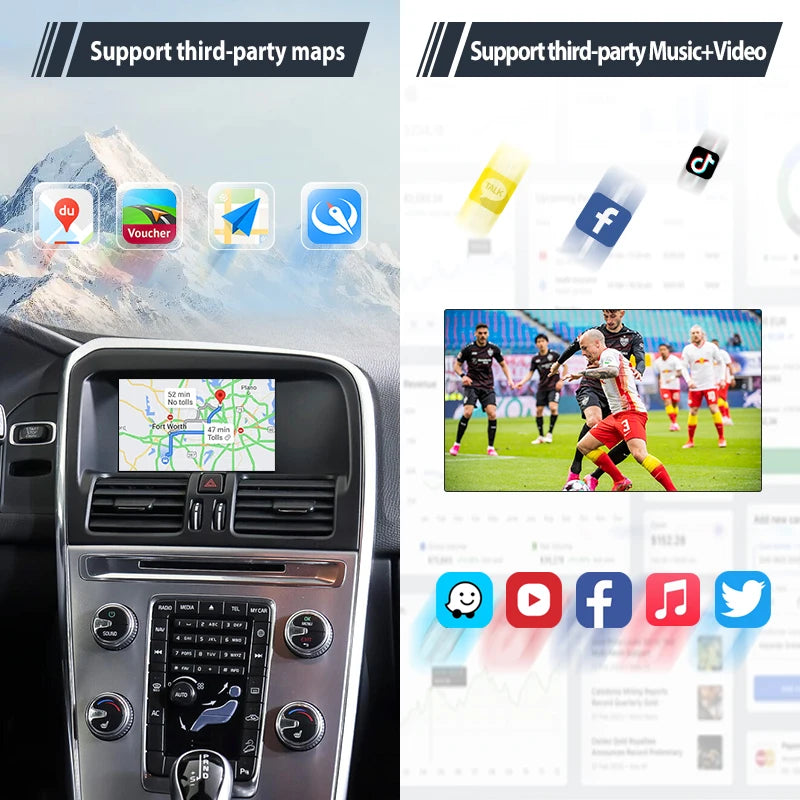 Junsun Wireless Carplay for Volvo, Android Auto, Airplay, Mirror Link, Car Accessories, Models For XC60, S60, V40, V60, XC90, S