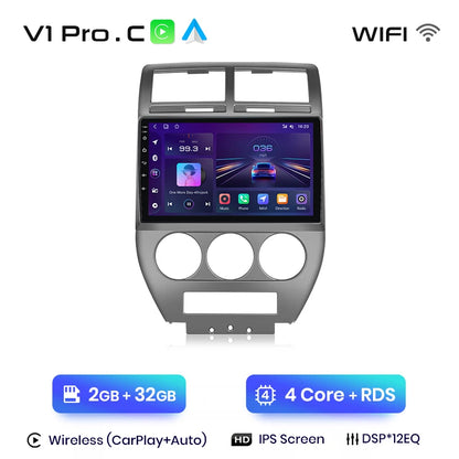 Junsun V1 AI Voice - Radio inalámbrica CarPlay Android para Jeep Compass 2007-2009, 4G, GPS, 2DIN 