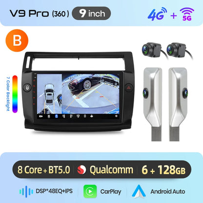 Junsun Wireless CarPlay Car Radio For Citroen C4 2004 2005 2006 2007 2008 2009 Android Multimedia