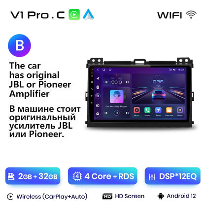 Junsun V1 Wireless CarPlay Android Auto Radio For Toyota Land Cruiser Prado 120 2004 - 2009 4G Car Multimedia GPS 2din autoradio