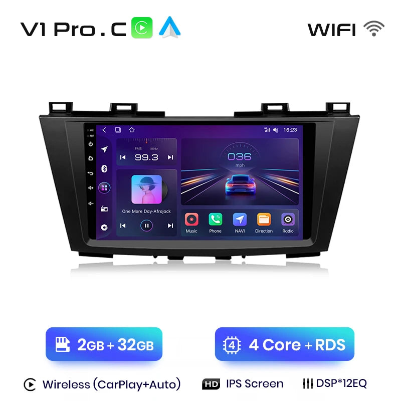Junsun V1 AI Voice - Radio inalámbrica CarPlay Android para coche, GPS, 2DIN, 4G, para Mazda 5 (2010-2015) 