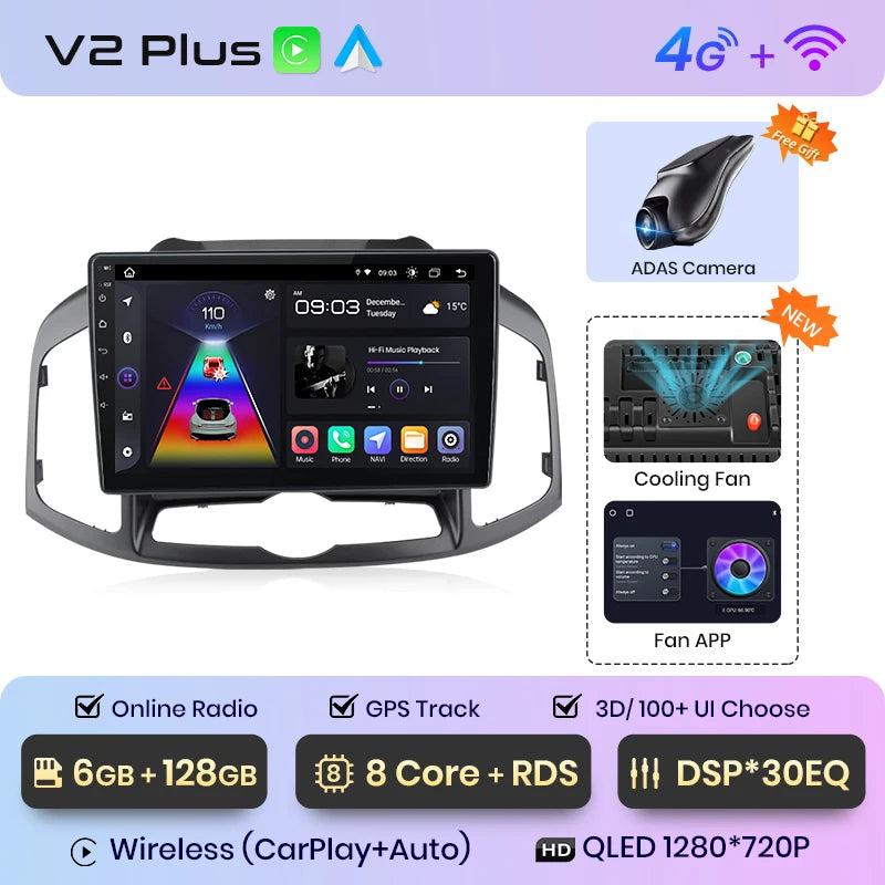 Junsun V1pro AI Voice Car Radio Android Auto Multimedia Player For Chevrolet Captiva 2011-2016 Carplay 4G 2din GPS autoradio