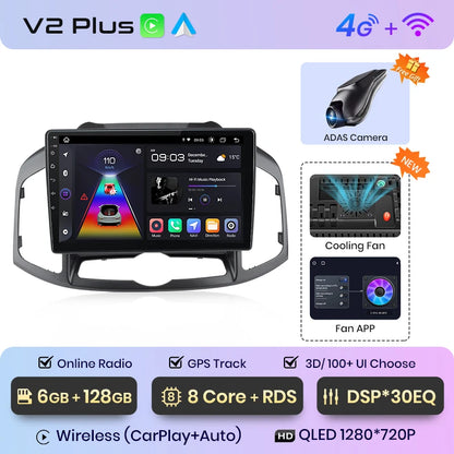 Junsun V1pro AI Voice - Radio para coche, reproductor multimedia Android Auto para Chevrolet Captiva 2011-2016, Carplay 4G, 2 DIN, GPS 