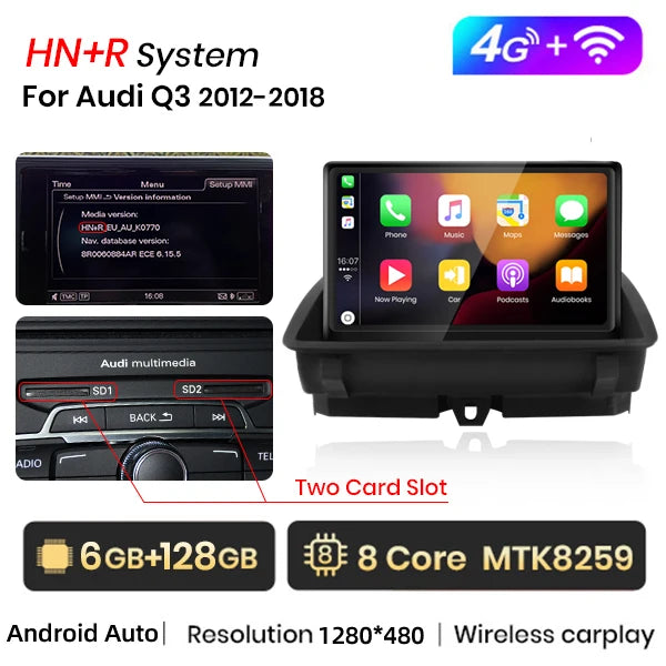 Junsun 8 inch CarPlay For Apple Car Radio Multimedia For Audi Q3 2012-2018 4G LTE WIFI Bluetooth Wireless Android Auto Stereo