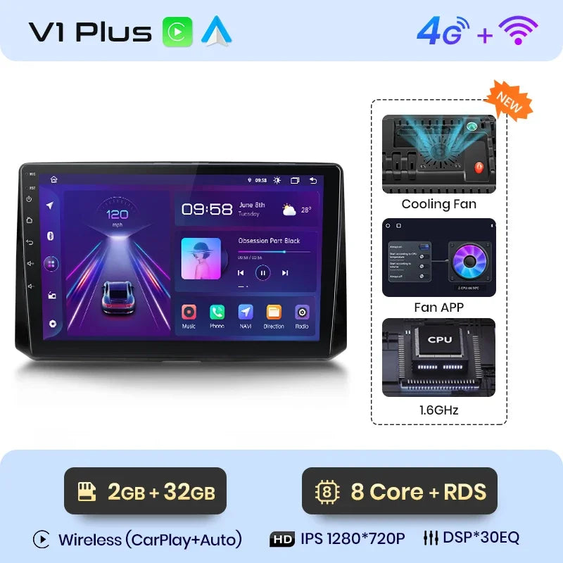 Junsun Wireless CarPlay Android Auto Radio For Toyota Corolla 2018 - 2021 Car Intelligent Systems RDS BT WiFi 2 din