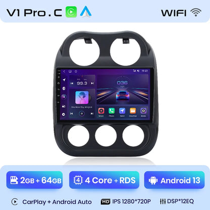 Radio Junsun para coche JEEP Compass Patriot 2010-2016 con CarPlay inalámbrico, Android Auto, sistema inteligente para coche, 2 DIN, DVD. 