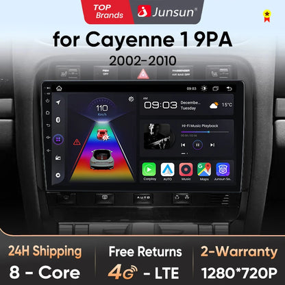 Junsun V1 AI Voice - Radio inalámbrica CarPlay Android para Porsche Cayenne 1 9PA 2002-2010, 4G, GPS, 2DIN 
