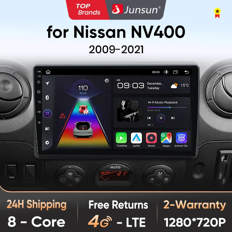 Junsun V1pro 2 Din Android Auto Radio For Renault Master For Nissan NV400 For Opel Movano 2 2009-2021 Car Multimedia Autoradio