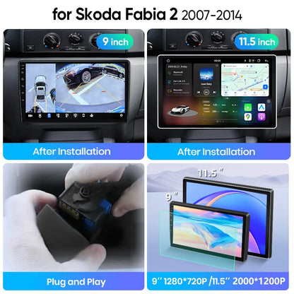 Junsun Wireless CarPlay Car Radio For Skoda Fabia 2 2007 - 2014 Android Multimedia