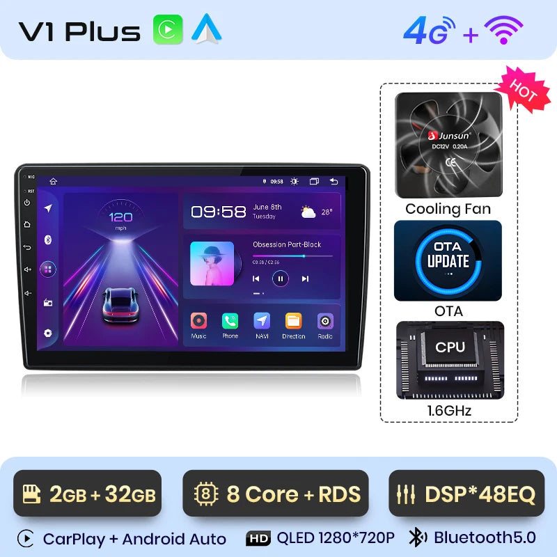 Radio Junsun para Peugeot 308 308S 2013-2017 con CarPlay inalámbrico, Android Auto, sistema inteligente para coche, 2 DIN, DVD. 