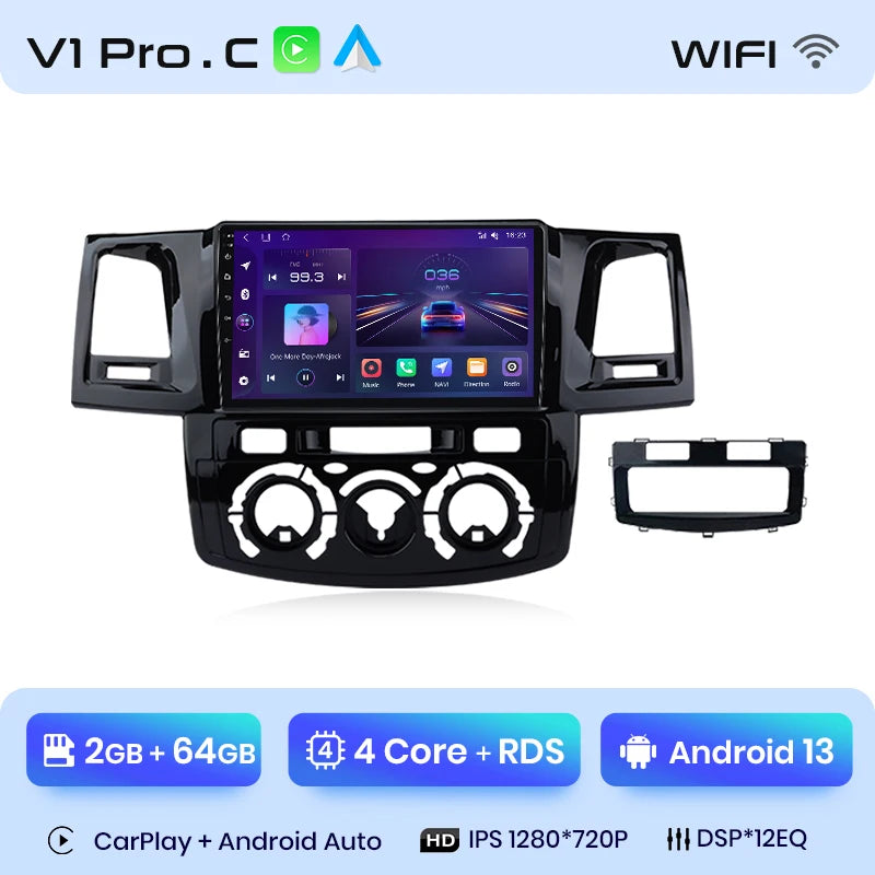 Junsun V1 Plus Car Radio For Toyota Fortuner Hilux Revo Vigo 2007 - 2015 wireless CarPlay Android Auto No 2 din 2din DVD