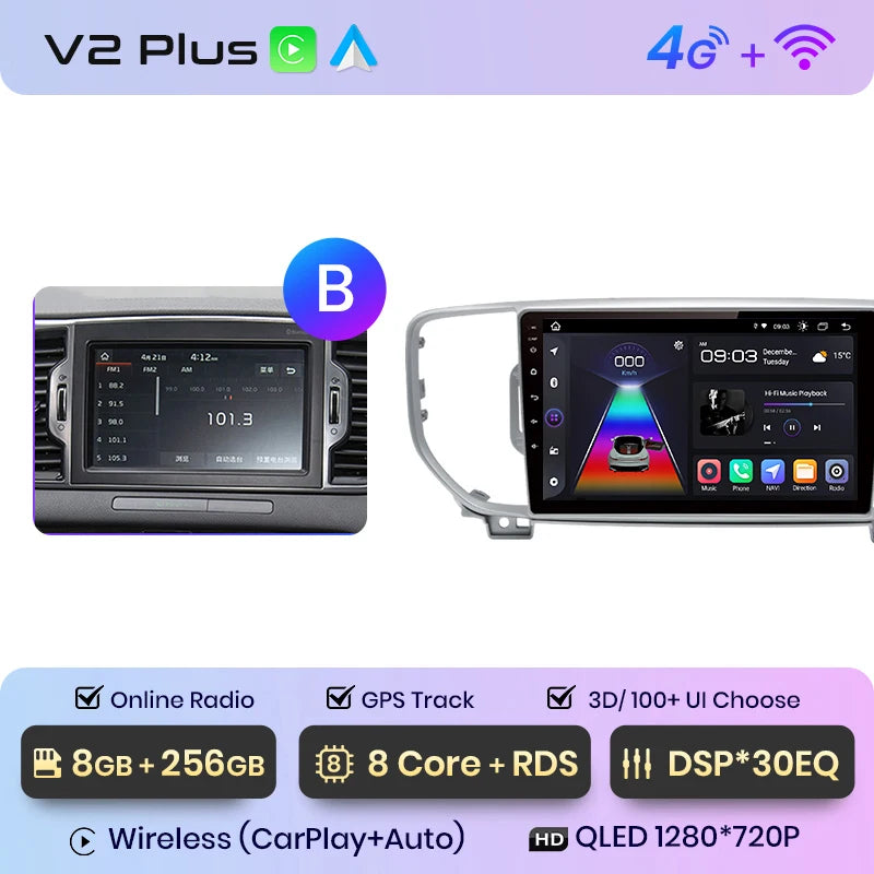 Junsun V1 AI Voice Wireless CarPlay Android Auto Radio For Kia Sportage 4 QL 2016 - 2018 4G Car Multimedia GPS 2din autoradio
