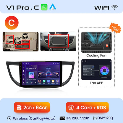 Junsun V1pro AI Voice 2 din Android Auto Radio para Honda CRV CR-V 2012-2016 Carplay coche Multimedia GPS 2din autoradio 