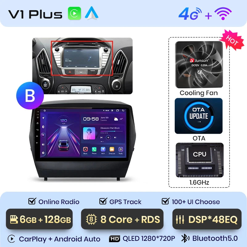 Junsun Car Radio For Hyundai Tucson 2 ix35 2009 - 2015 wireless CarPlay Android Auto car intelligent systems No 2 din 2din DVD