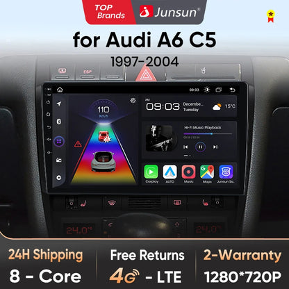 Junsun V1 AI Voice Wireless CarPlay Android Auto Radio For Audi A6 C5 1997-2004 S6 RS6 4G Car Multimedia GPS 2din autoradio