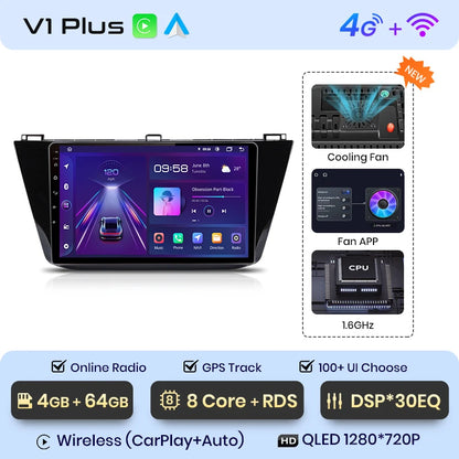 Junsun V1pro Android Autoradio für VW Volkswagen Tiguan 2016-2020 Carplay 4G Auto Multimedia GPS 2din Autoradio 