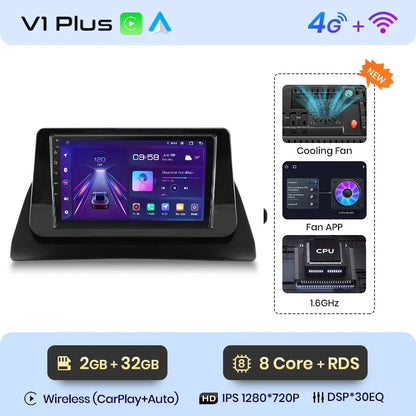 Radio de coche Junsun Wireless CarPlay Android Auto para Renault Kangoo 2008, 2009, 2010, 2011, 2012-2018, sistemas inteligentes multimedia 