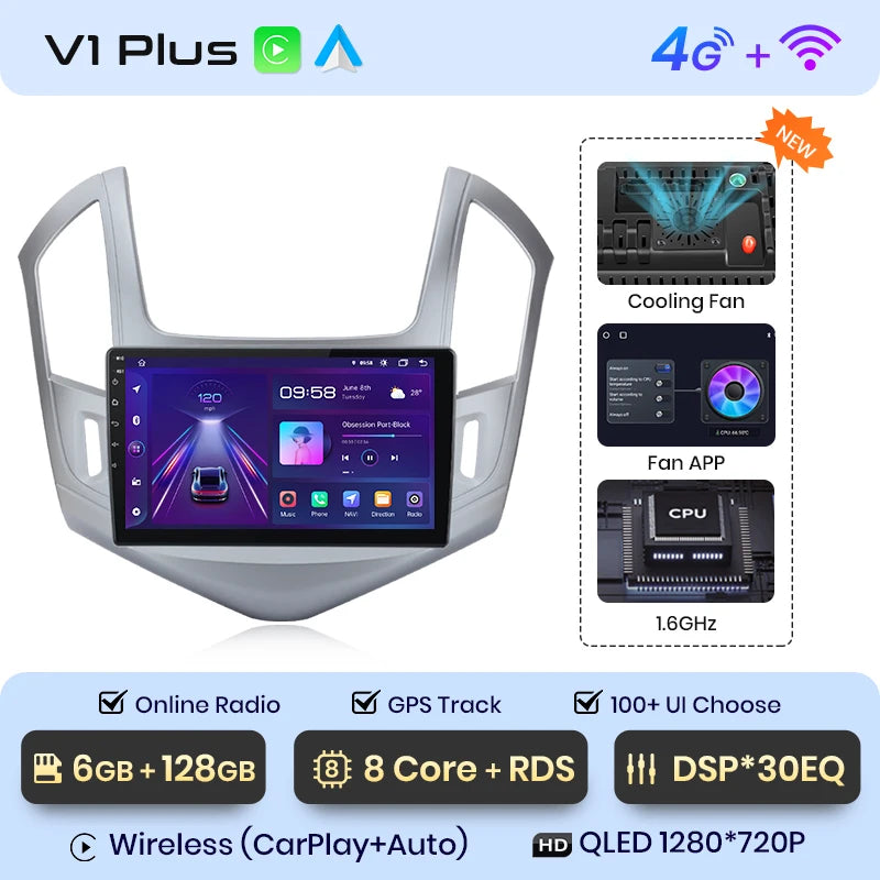 Junsun V1 AI Voice Wireless CarPlay Android Auto Radio For Chevrolet Cruze 2012-2015 4G Car Multimedia GPS 2din autoradio