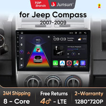 Junsun V1 AI Voice - Radio inalámbrica CarPlay Android para Jeep Compass 2007-2009, 4G, GPS, 2DIN 