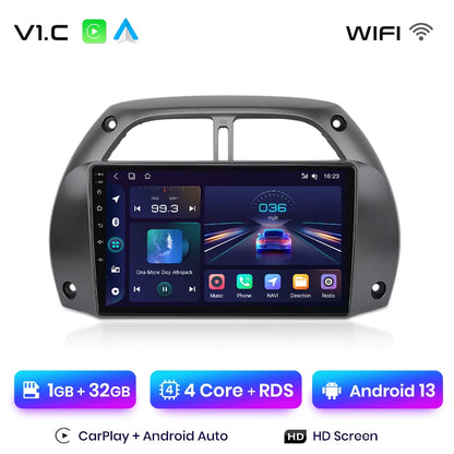 Radio Junsun V1 Plus para Toyota RAV4 2001-2005 con CarPlay inalámbrico, Android Auto, sistema inteligente, 2 DIN, DVD. 