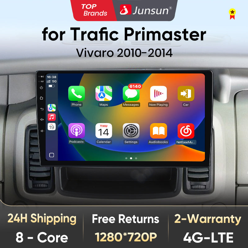 Junsun AI Voice 2 din Android Auto Radio For Renault Trafic Nissan Primastar Opel Vivaro 2010 - 2014 Carplay 4G Car Multimedia GPS 2din autoradio