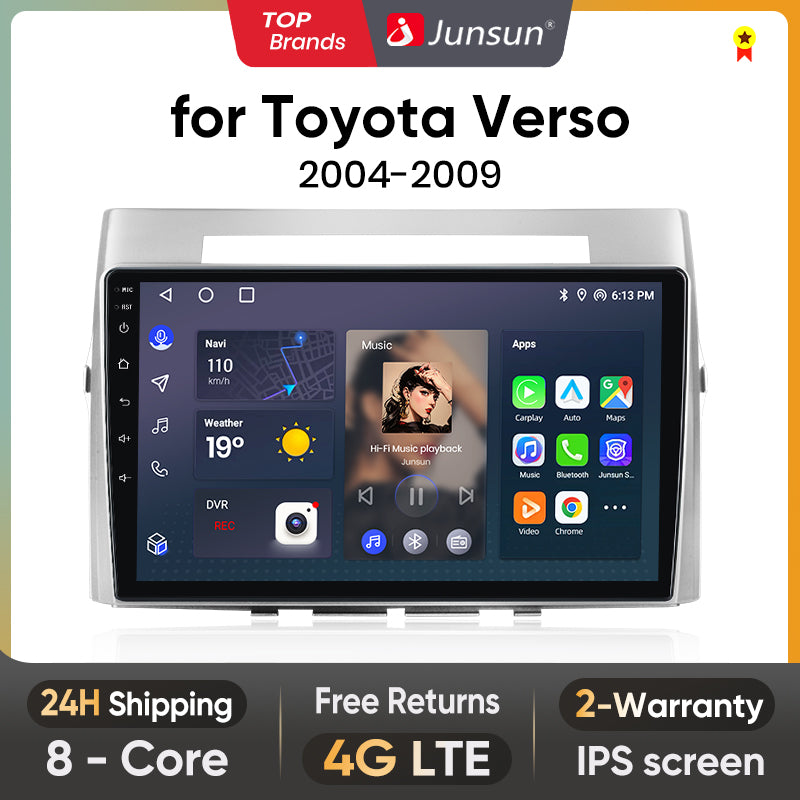 Junsun AI voice 4G LTE wireless CarPlay Android Auto Radio For Toyota Corolla Verso 2004 2005 2006 2007 2008 2009 Car Intelligent Systems Multimedia player Stereo RDS BT 2 din autoradio GPS Navi screen