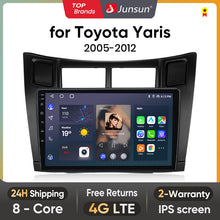 Radio Junsun V1 Plus para Toyota Yaris 2005-2012 con CarPlay inalámbrico, Android Auto, sistema inteligente, 2 DIN, DVD.
