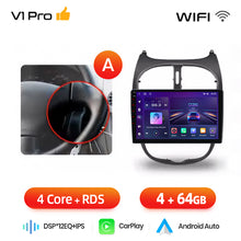 Cargar imagen en el visor de la galería, Junsun AI voice 4G LTE wireless CarPlay Android Auto Radio For Peugeot 206 206CC 206SW 2001-2008 Car Intelligent Systems Multimedia player Stereo RDS BT 2 din autoradio GPS Navi screen
