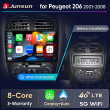 Junsun Wireless CarPlay Car Radio For Peugeot 206 2001 2002 2003 2004-2008 Android Multimedia