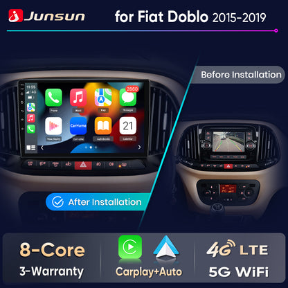 Junsun Wireless CarPlay Car Radio For Fiat Doblo 2015 2016 2017 2018 2019 Android Multimedia