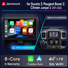 Junsun Wireless CarPlay Car Radio For Fiat Ducato 3 Peugeot Boxer 2 Citroen Jumpe 2 2011-2022 Android Multimedia