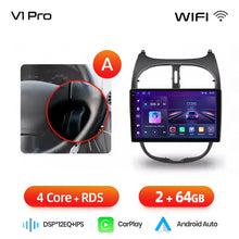Cargar imagen en el visor de la galería, Junsun AI voice 4G LTE wireless CarPlay Android Auto Radio For Peugeot 206 206CC 206SW 2001-2008 Car Intelligent Systems Multimedia player Stereo RDS BT 2 din autoradio GPS Navi screen
