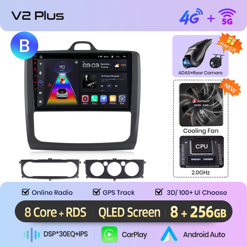 Junsun AI voice 4G LTE wireless CarPlay Android Auto Radio For Ford Focus 2 Mk2 2004 2005 2006-2011 Car Intelligent Systems Multimedia player Stereo RDS BT 2 din autoradio GPS Navi screen