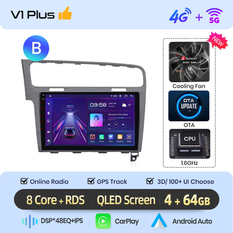 Junsun AI voice 4G LTE wireless CarPlay Android Auto Radio For VW Golf 7 2013-2017 Car Intelligent Systems Multimedia player Stereo RDS BT 2 din autoradio GPS Navi screen