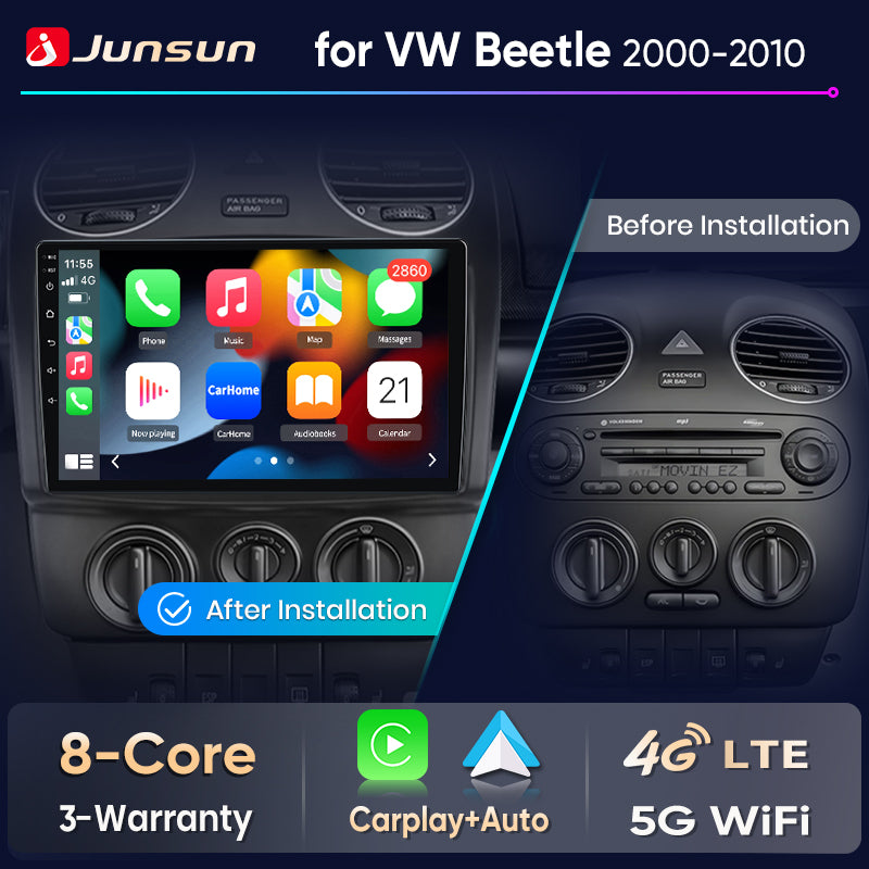 Junsun Wireless CarPlay Car Radio For VW Volkswagen bean 2000-2010 Android Multimedia