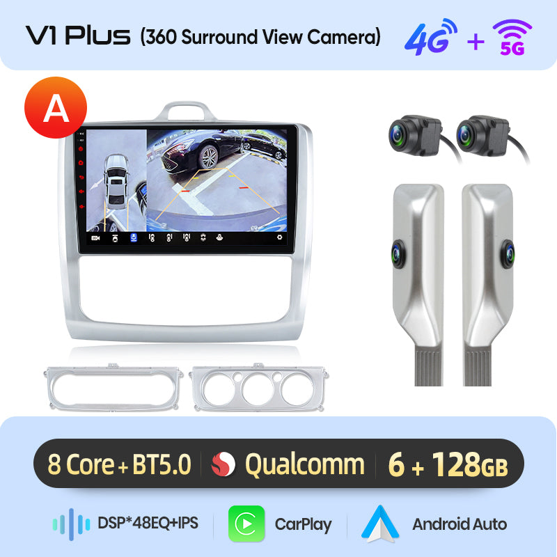 Junsun AI voice 4G LTE wireless CarPlay Android Auto Radio For Ford Focus 2 Mk2 2004 2005 2006-2011 Car Intelligent Systems Multimedia player Stereo RDS BT 2 din autoradio GPS Navi screen