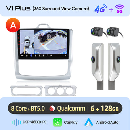 Junsun AI voice 4G LTE wireless CarPlay Android Auto Radio For Ford Focus 2 Mk2 2004 2005 2006-2011 Car Intelligent Systems Multimedia player Stereo RDS BT 2 din autoradio GPS Navi screen
